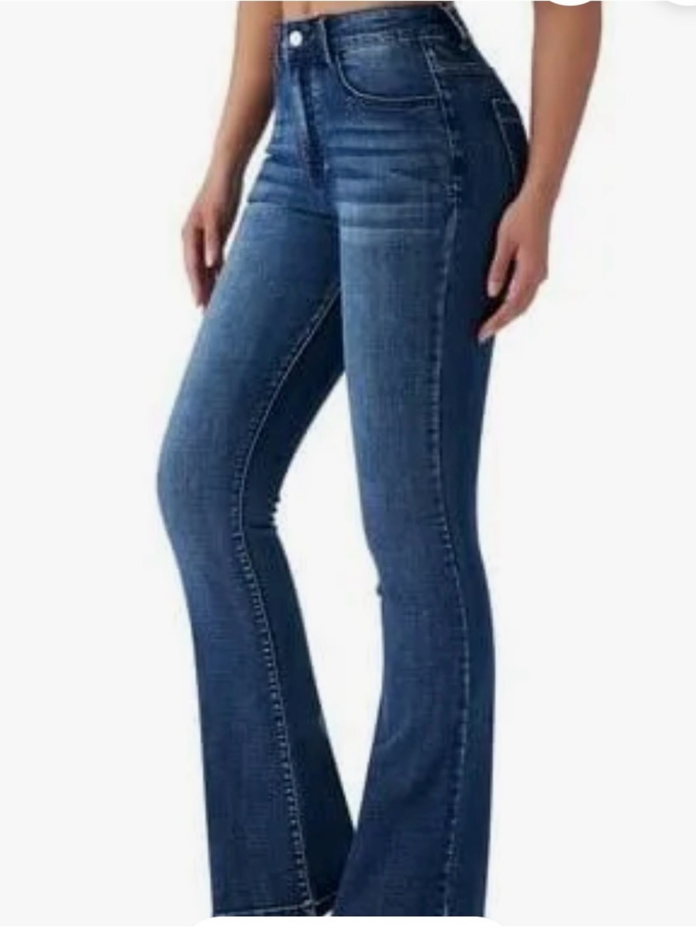 High-Rise Flared Jeans in Medium Blue